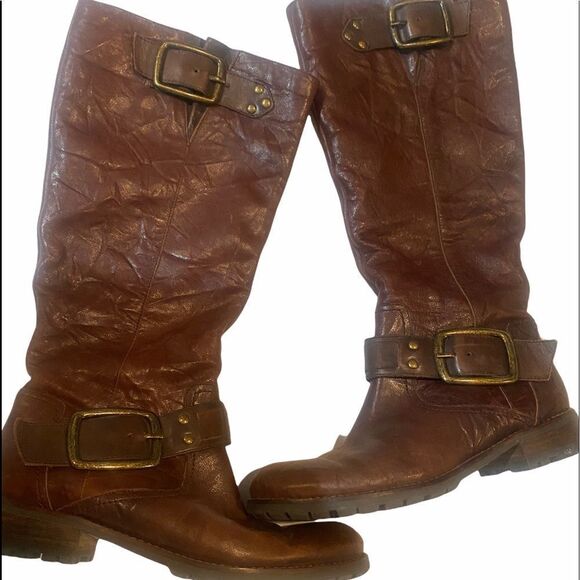 Women's Jessica Simpson Tall Brown  Crinkled Leather Boots / 6.5B / EUC - Picture 1 of 11